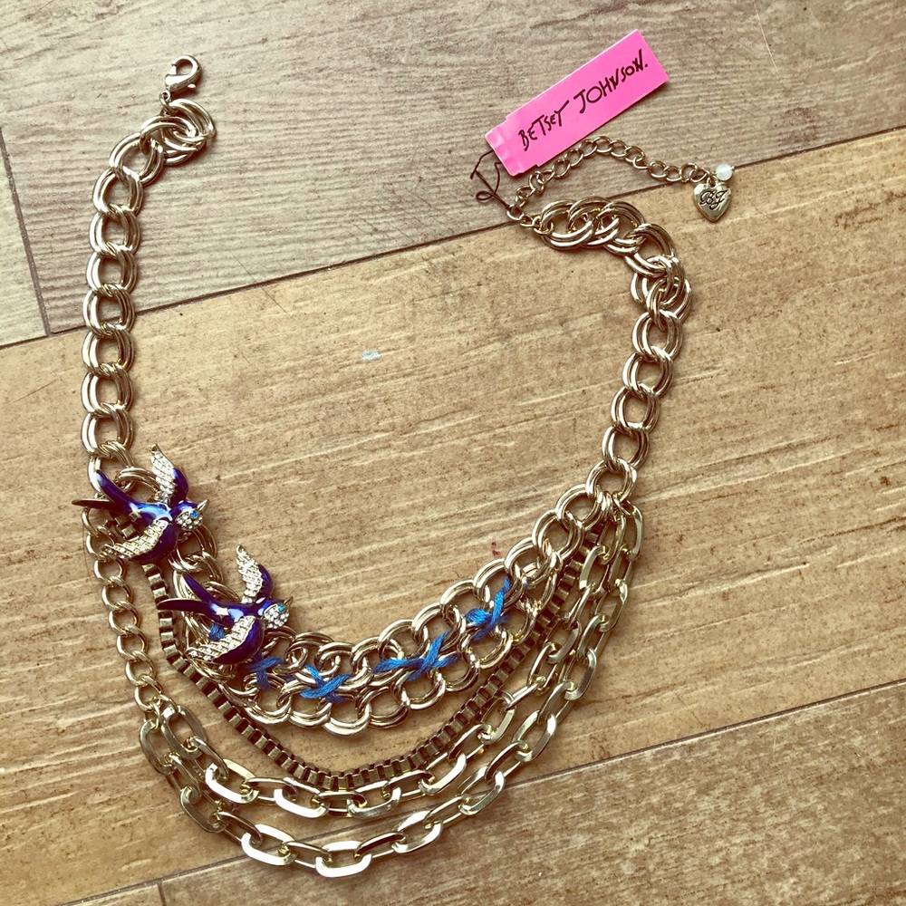 Betsy Johnson sparrow swallow gold necklace